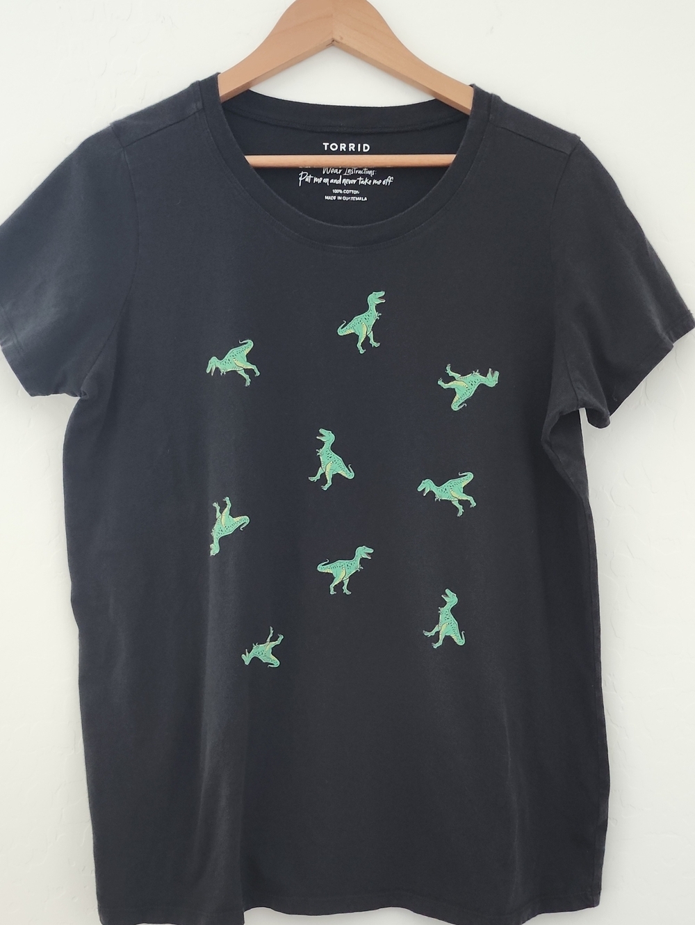 Womens torrid Black Tee with Green Dinos Motif